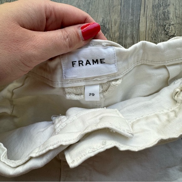 White Cotton Frame Denim High Waist Shorts - Picture 2 of 6